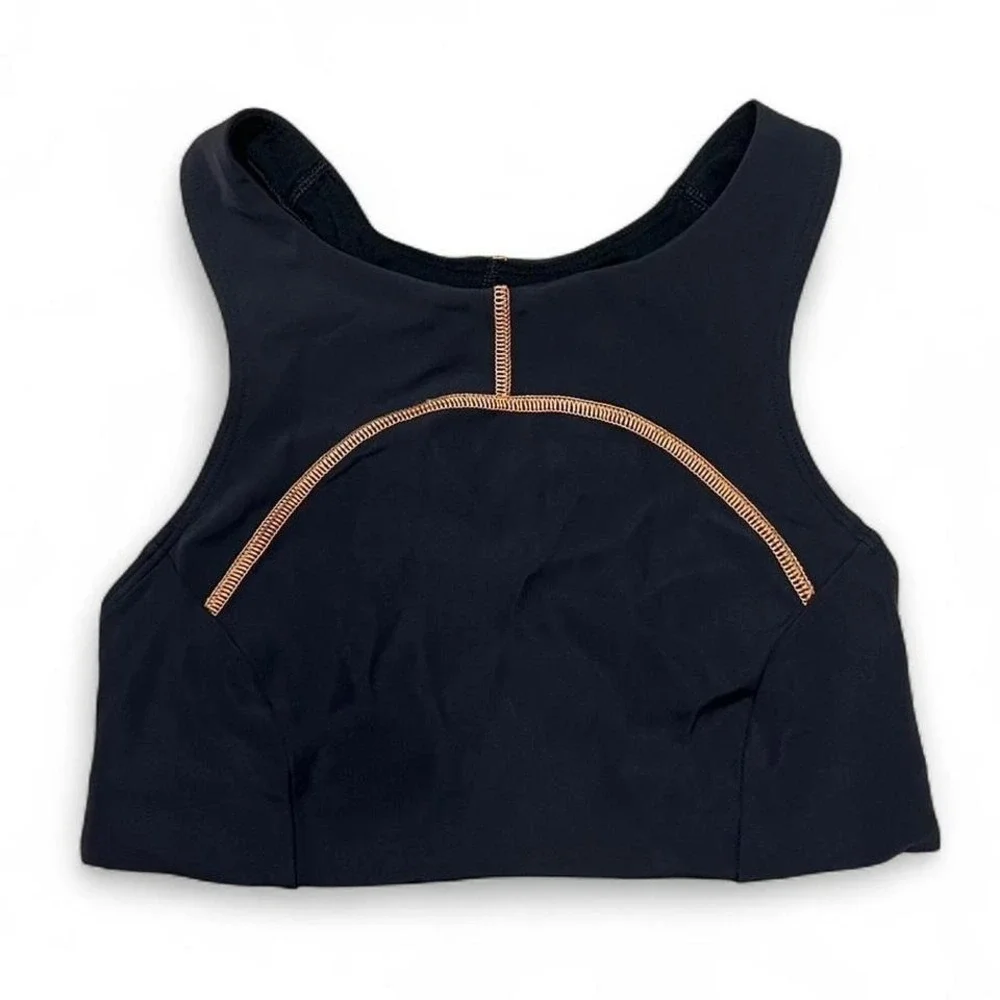 Lululemon Black Sports Bra Size 4 Tough‎ Train High Neck Orange Activewear
